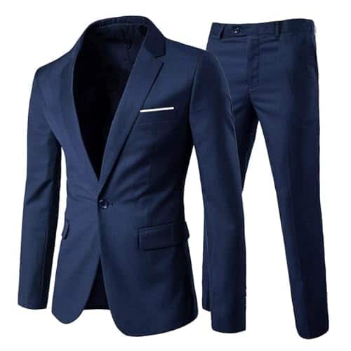 Cloudstyle Men's Piece Suits Slim Fit Button Dress Suit Jacket Blazer & Pants Set ANavy